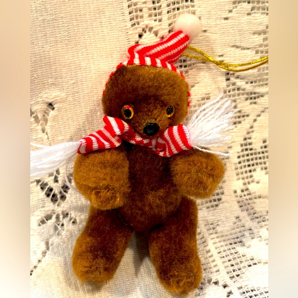 Vintage Mini Christmas bear ornament